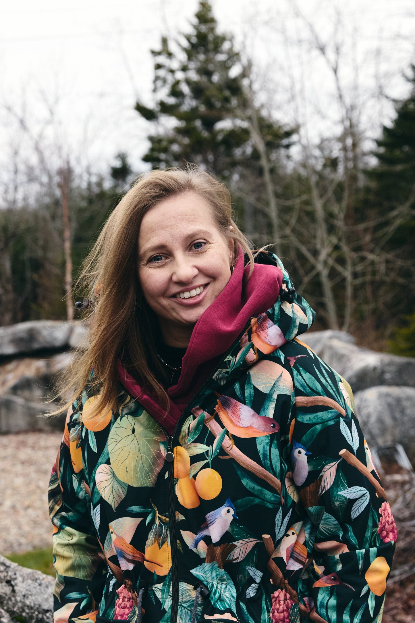 Manteau softshell - Vert oiseaux