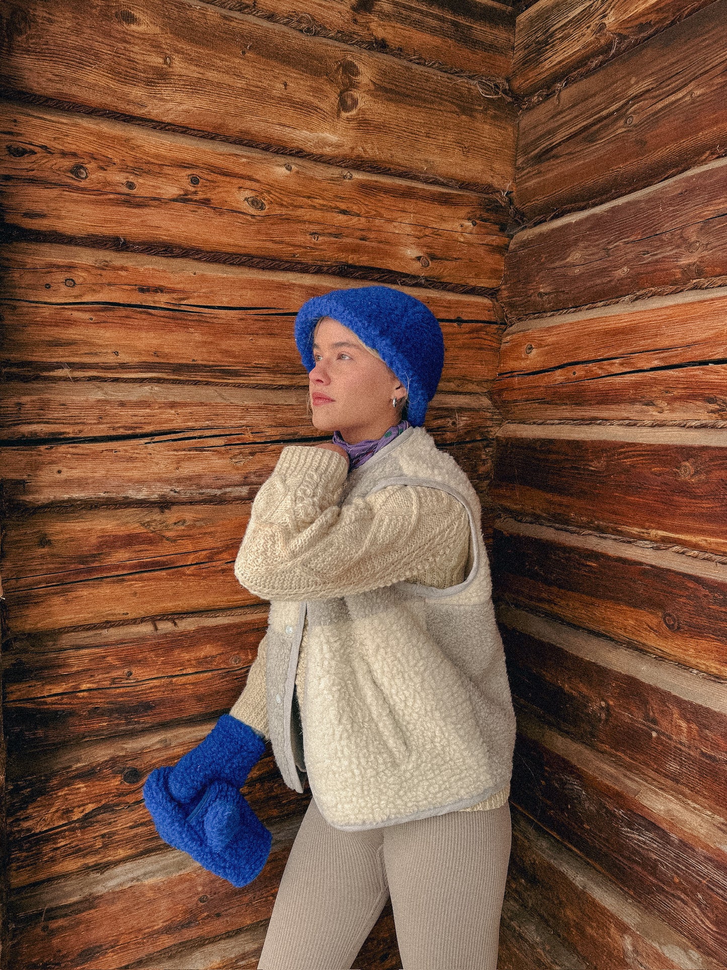 Merino Vest - Cream & Grey