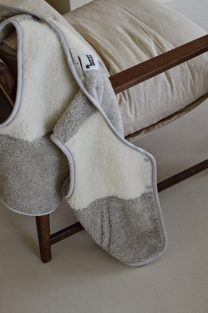 Merino Vest - Cream & Grey