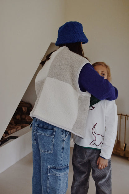 Merino Vest - Cream & Grey