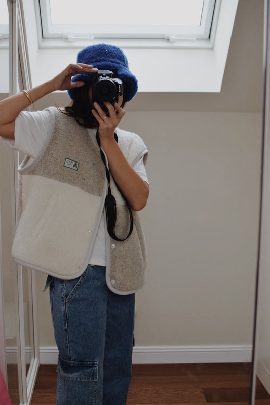 Merino Vest - Cream & Grey