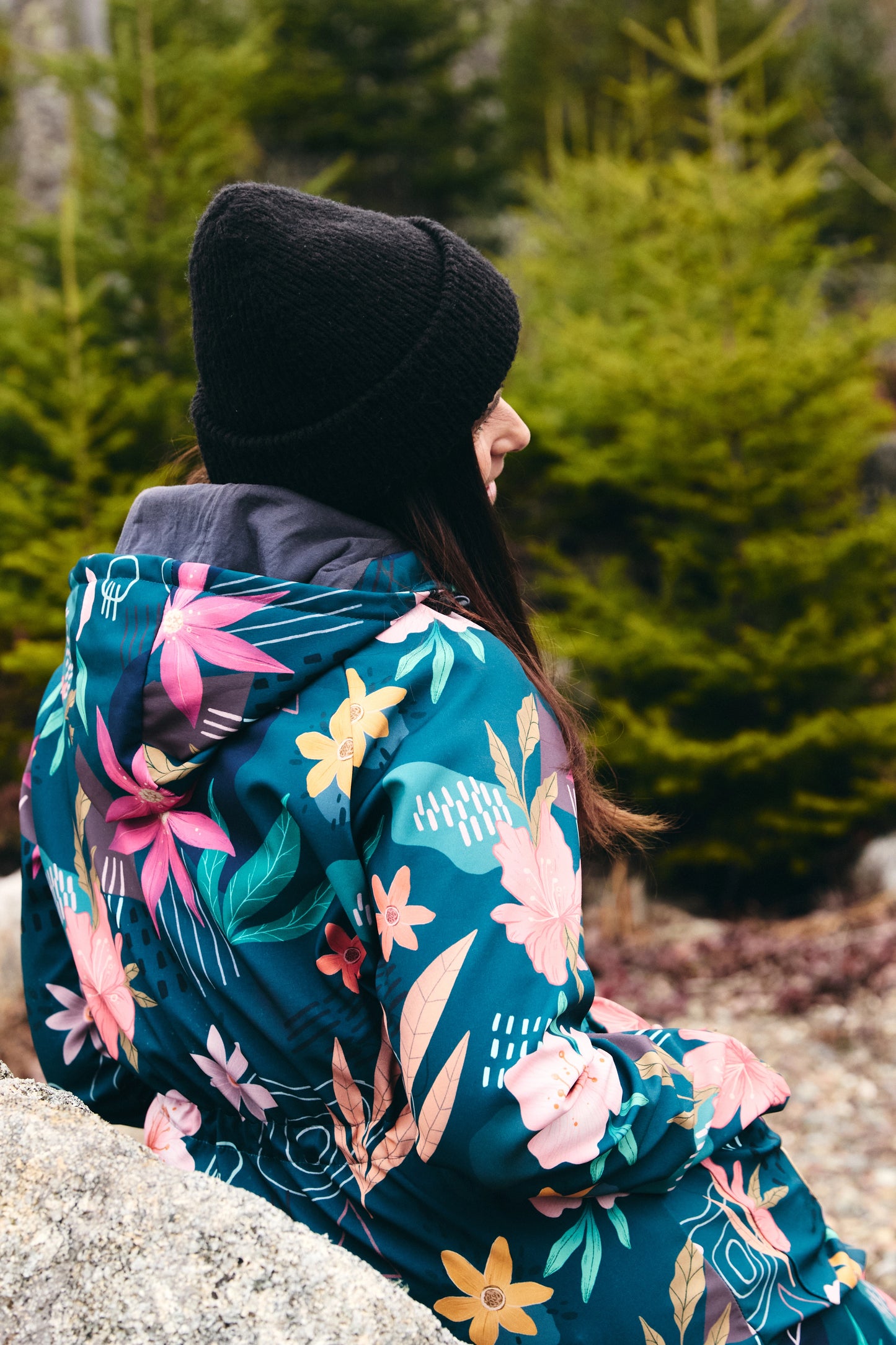 Manteau softshell - Fleurs marines