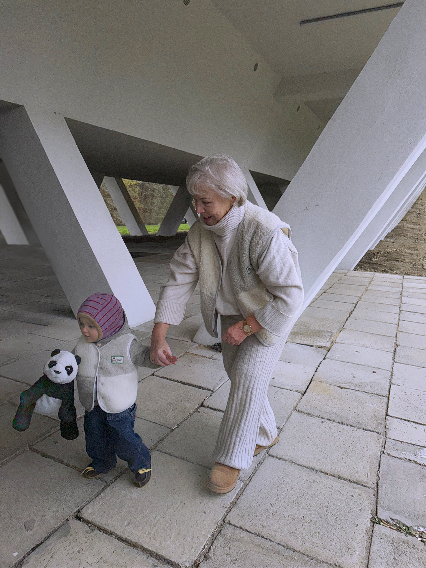 Merino Vest - Cream & Grey