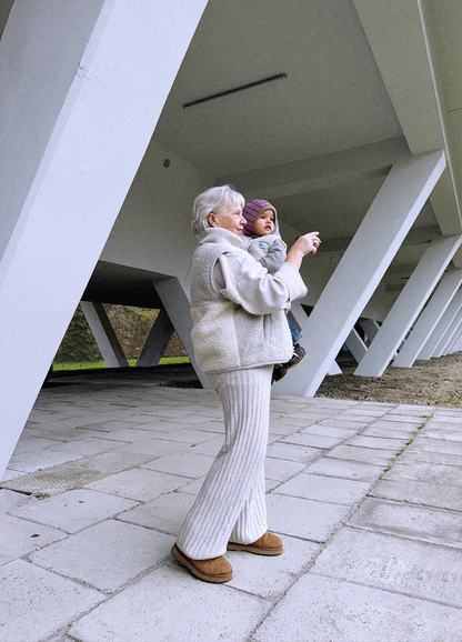 Merino Vest - Cream & Grey