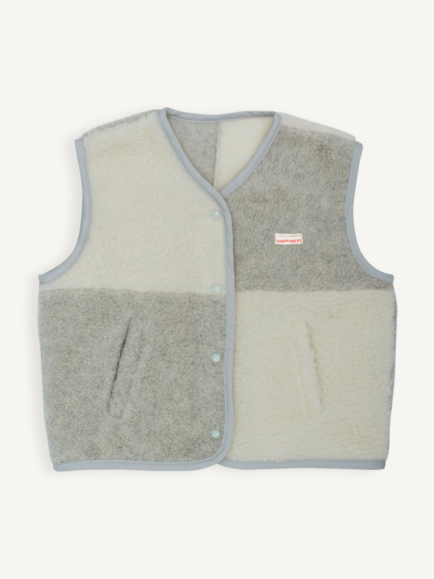 Merino Vest - Cream & Grey