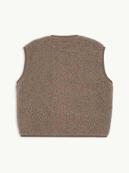 Brown merino wool vest by Mewomee, premium natural wool vest made in Europe for everyday wear